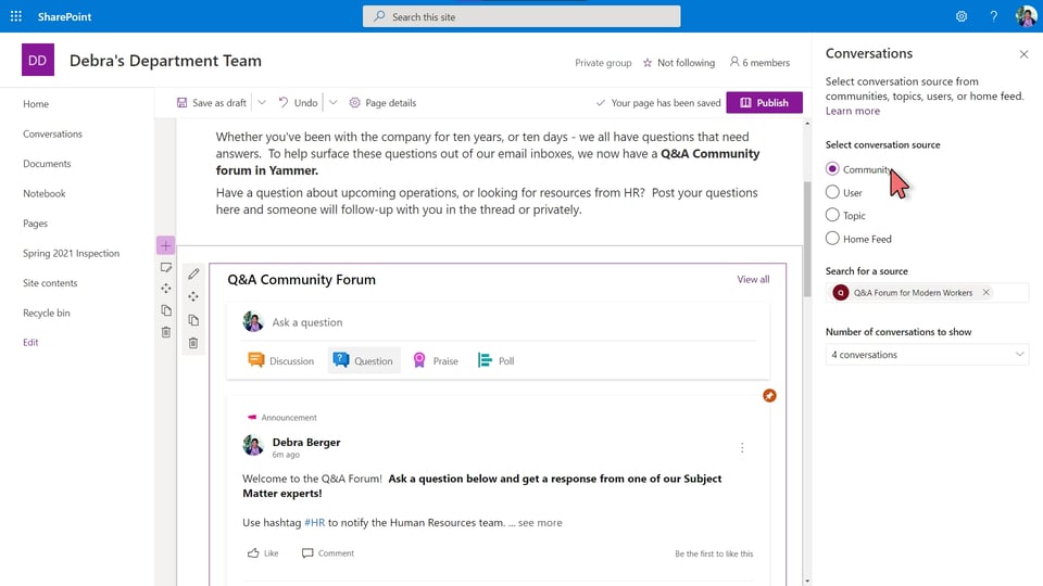 Yammer - Embed in SharePoint – 5