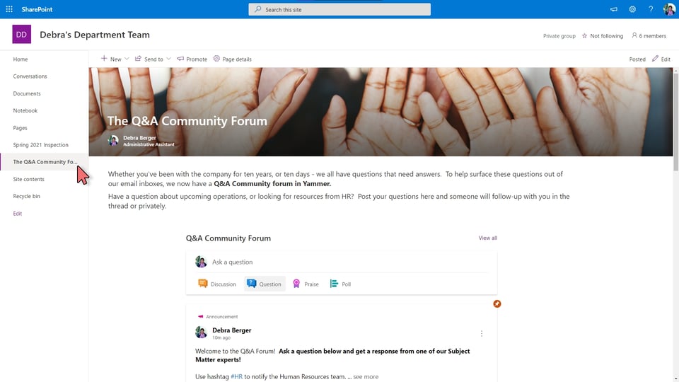 Yammer - Embed in SharePoint – 9-1